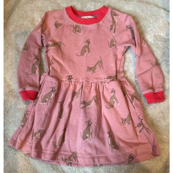 Mini Boden Printed Sweatshirt Dress-Vintage Pink Whippet - Picture 2 of 8